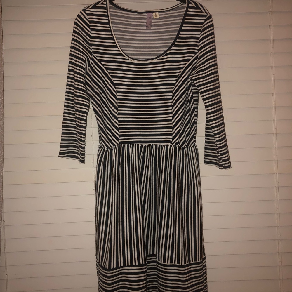 Navy & White Striped Dress